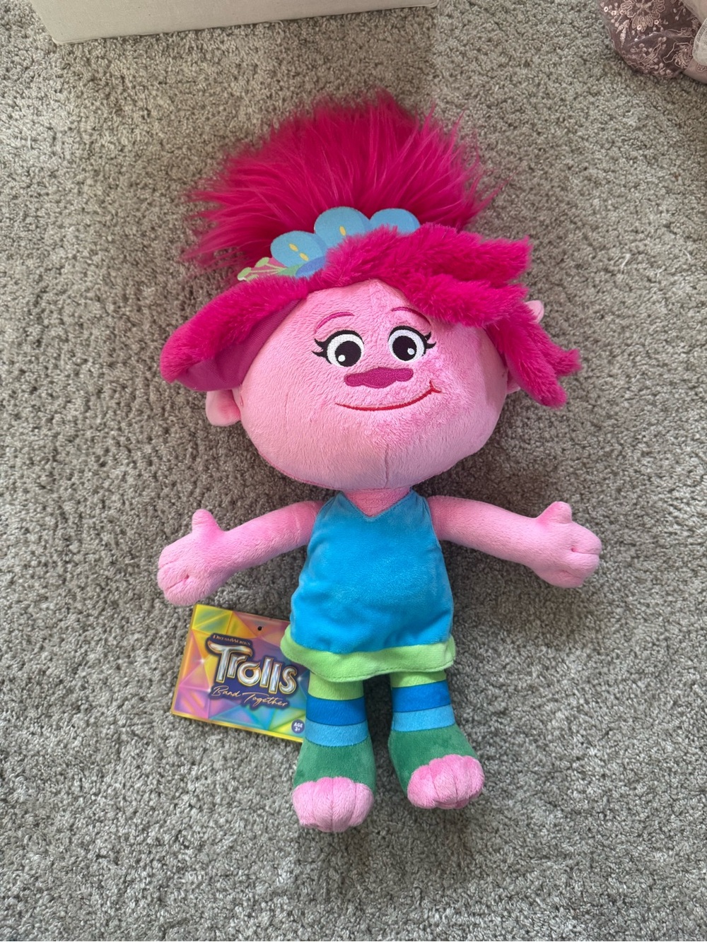 Trolls Poppy Plush in Pink with Blue Outfit
